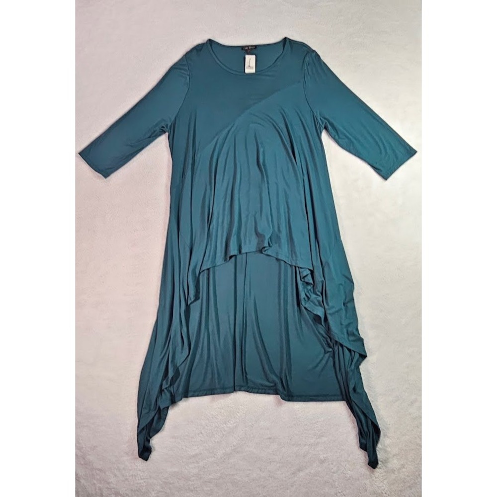 Lane Bryant Teal High Low Sharkbite Hem Knit Dress Plus Size 18/20 NWT - Picture 2 of 10